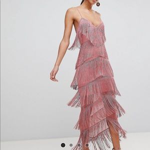 ASOS Fringe Mesh Strappy Maxi Bodycon Dress - New